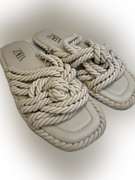 Zara Shoes - Zara Cream Rope Slides Shoes Sz 9